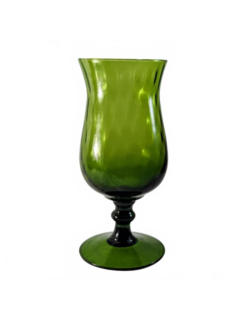 Avocado Green Empoli Optic Swirl Hurricane Stemmed Vase - read